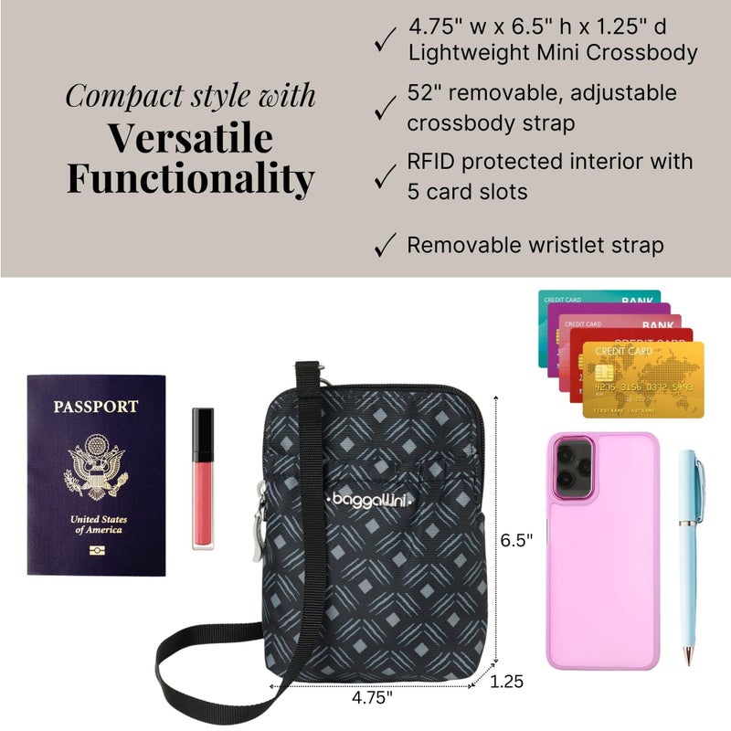 Baggallini Women's Bryant Pouch with RFID, Black Diamond Print - Image 4